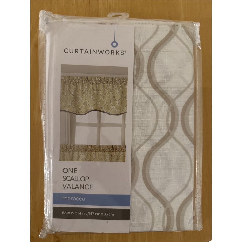 New Morocco Tailored rod pocket 58 x 14 Valance Curtain- White, Tan